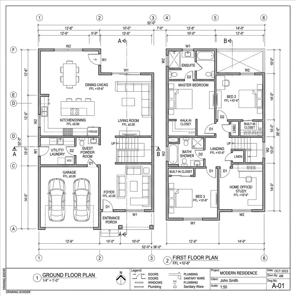 2D House Plan Drawing